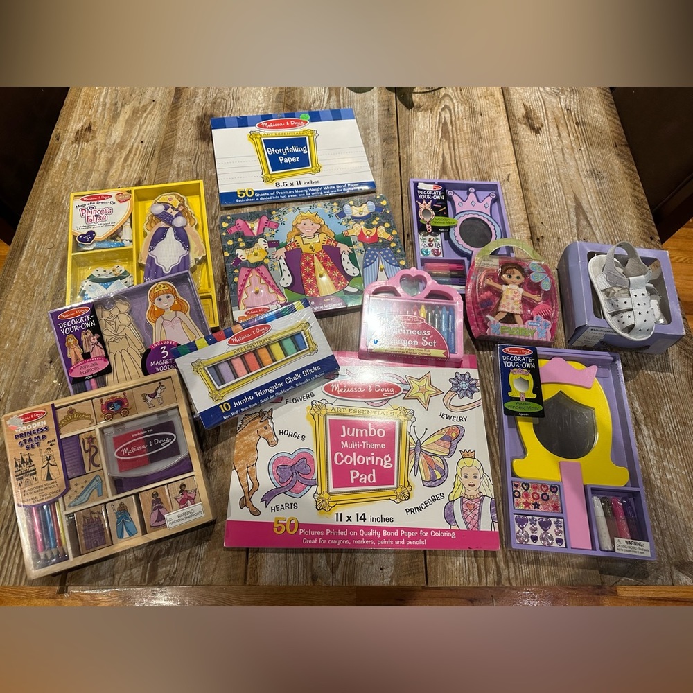 12 piece Wood learning &  play toys w/ sandle All New by Melissa & Doug